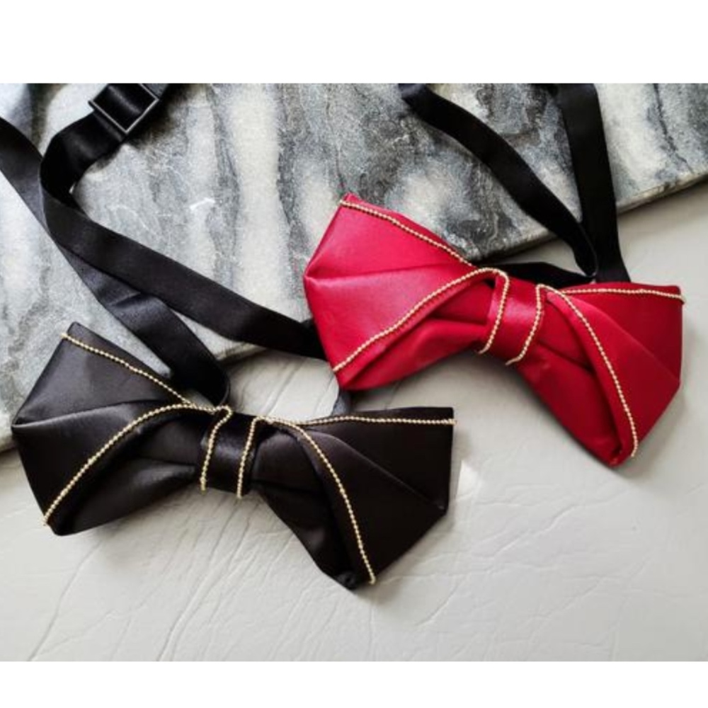 NEW Gold Bead Chain Event Evening Bow tie Groom